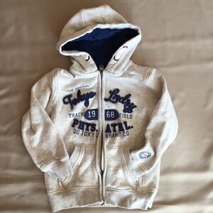 Tokyo Laundry zipped hoodie - size 5-6 (kids), white with blue accents